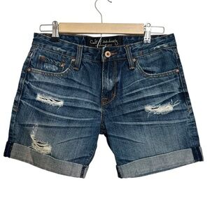 Cult of Individuality Womens Distressed Destroyed Shorts Sz 25 Blue.